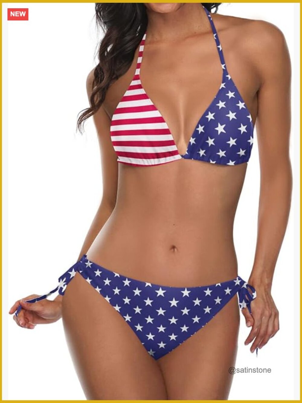 Triangle Bikini Set Halter Two Piece Swimsuit String Tie Side